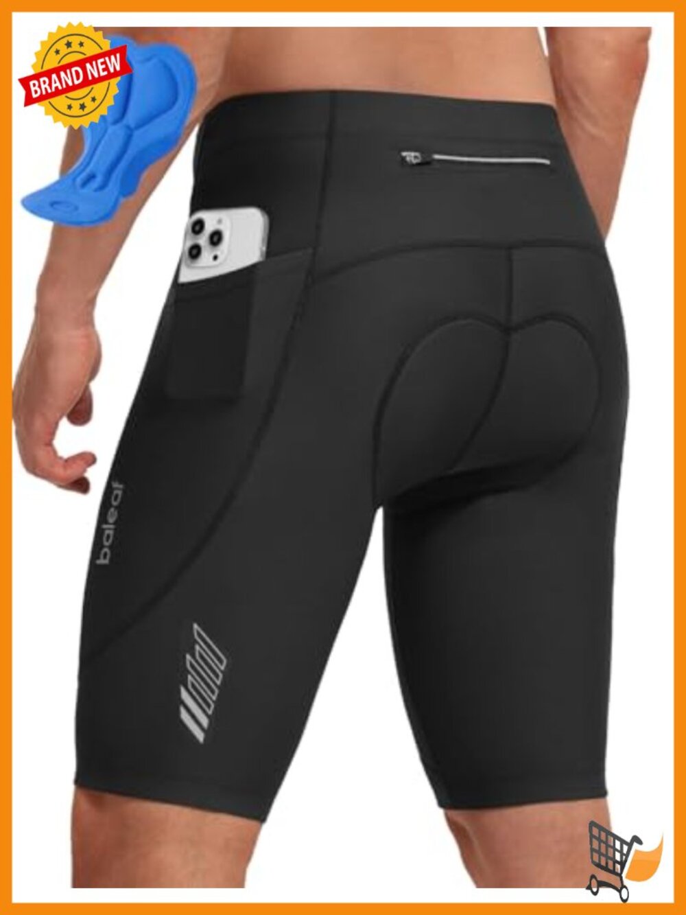 4D Padded Men's Cycling Bike Shorts with Zipper Pockets UPF 50+